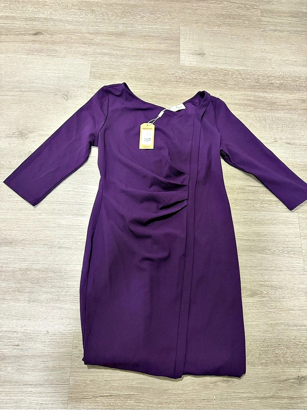 Anaire Purple Draped Long Sleeve Dress Size Medium NWT